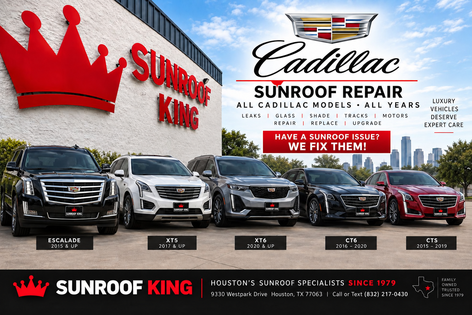 Cadillac sunroof repair services by Sunroof King